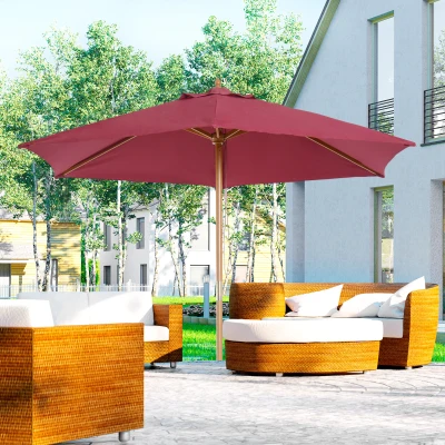 Umbrela din lemn pentru soare, Φ2.5m, bordo