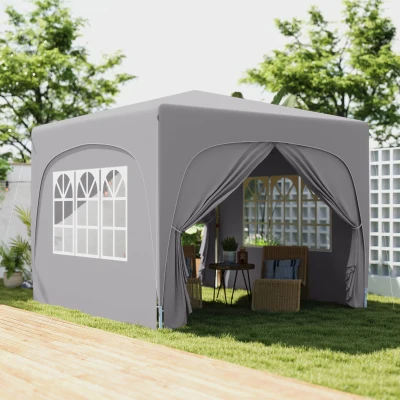 Outsunny Gazebo 3x3m Pieghevole con Altezza Regolabile Grigio