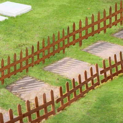Outsunny Vallas de Madera para Jardín de 12 Paneles 50x34 cm con Puntas en Pico Fácil de Instalar para Huerto Patio Marrón