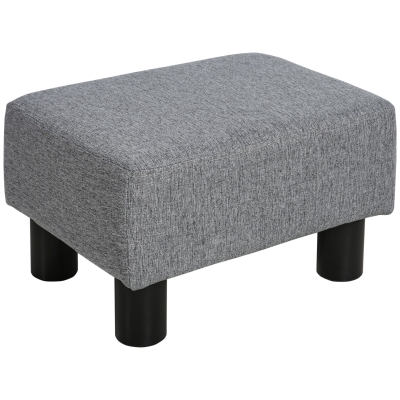 HOMCOM Reposapiés de Salón Taburete Bajo con Asiento Acolchado Rectangular para Sala de Estar Dormitorio 40x30x24 cm Gris