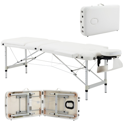 HOMCOM Foldable Massage Table Salon SPA Couch Bed White