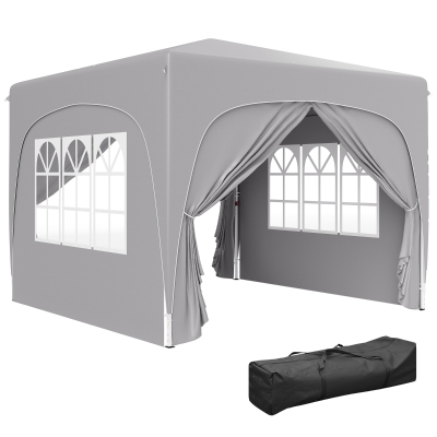 Outsunny Gazebo 3x3m Pieghevole con Altezza Regolabile Grigio