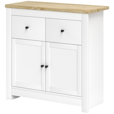 HOMCOM Komoda z dużą ilością miejsca, sideboard z drzwiami Soft-Close, 2 szuflady, regulowana półka, Biały