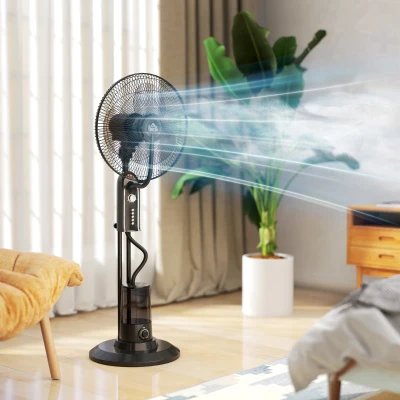 HOMCOM Misting Pedestal Fan 4 Speeds 3.2L Tank Home