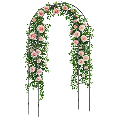 Outsunny Gartenbogen, Rosenbogen, Rankbogen, Rosenspalier Metall, schwarz, 1,40 x 0,40 x 2,40 m