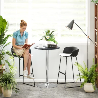 HOMCOM Tavoli da bar Φ63cm x 67-93Hcm Nero