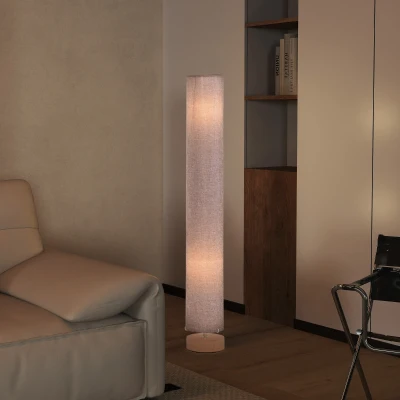 HOMCOM 47-Inch Modern Wooden Floor Lamp Grey 120 CM