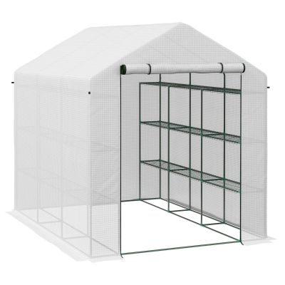 Walk-in Greenhouse 244L x 180W x 210H cm White