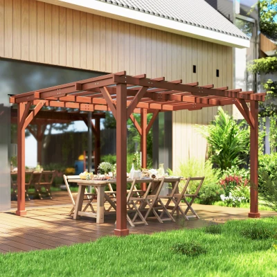 Outsunny Wooden Pergola Gazebo Trellis for Vines 3.3x3.3m