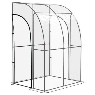 Outsunny Serre Adossée Acier PVC Transparent 2 Portes