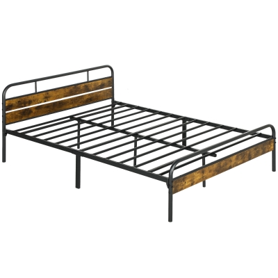 King Bed Frame 206.9L x 151.8W x 82.5Hcm Rustic Brown