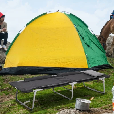 Pat Camping Pliabil si Captusit 183x66x33cm, Negru