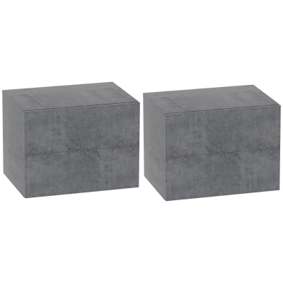 Set 2 Noptiere Suspendate cu 2 Sertare 40x29x30cm Gri