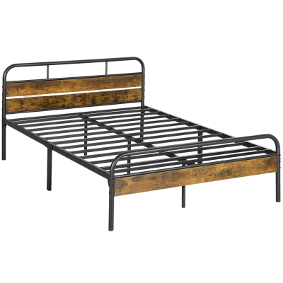 Double Bed Frame 196.9L x 136.8W x 82.5Hcm Rustic Brown