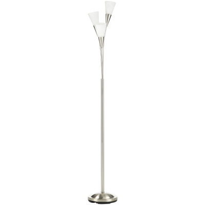 HOMCOM Modern 3-Light Floor Lamp Steel Base Silver