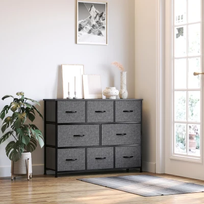 HOMCOM Fabric Chest of Drawers 8-Drawer Dark Grey