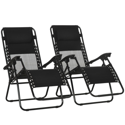 Outsunny Zero Gravity Recliner Chairs Set of 2 Black