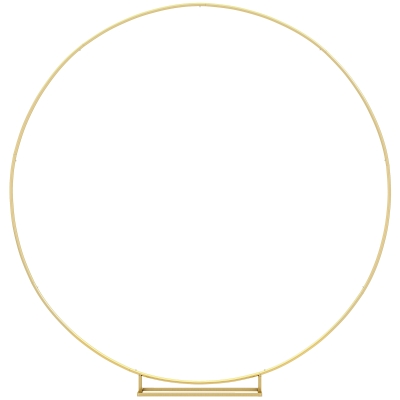 Outsunny Arco de Jardim de Metal Redondo Arco de Decoração com Revestimento em Pó para Plantas Trepadoras Flores Decoração 230x28x234 cm Dourado