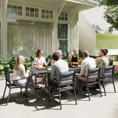 Outsunny Salon Jardin Extensible 6/10 Pers Aluminium Gris