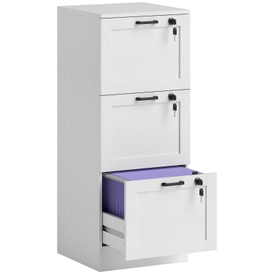 HOMCOM 3-Drawer Filing Cabinet with Lock White