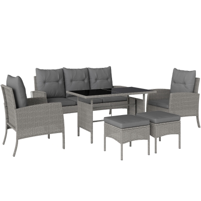 Outsunny 5-Seater Rattan Garden Furniture Set Grey