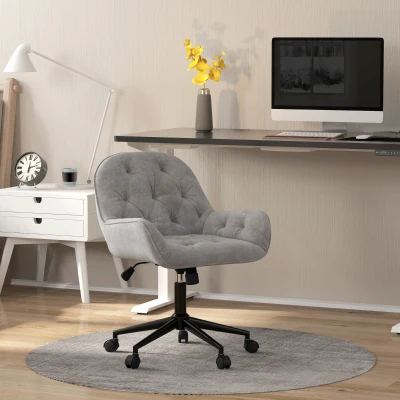 Vinsetto Chaise Bureau Pivotante Velours Réglable Gris Clair