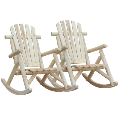 Outsunny 2pc Adirondack Rocking Chairs Wood Burlywood