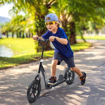 HOMCOM Teen Stunt Scooter 12" EVA Tyres Black
