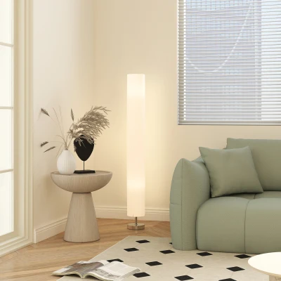 HOMCOM Lampadaire Moderne 120H cm Inox Blanc Lumière Tamisée