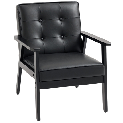 HOMCOM Retro Accent Chair Faux Leather Seat Black