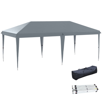 Outsunny Gazebo Pieghevole Pop-up 6x3m Sacca di Trasporto Grigio