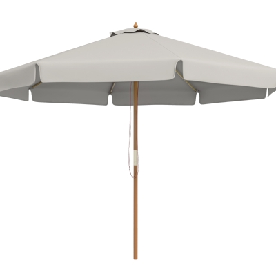 Outsunny Sombrilla de Jardín Ø325 cm con Sistema de Polea Techo de Ventilación y 8 Varillas de Bambú para Patio Terraza Gris