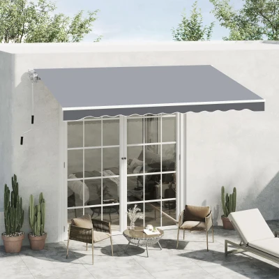 Outsunny Tenda da Sole Avvolgibile 2.5x2 m Grigio e Bianco