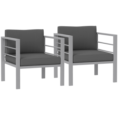 Outsunny Garden Sofa Set Metal Frame Charcoal Grey