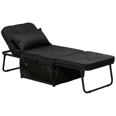 HOMCOM Fauteuil Convertible 4 en 1 Dossier 5 Positions Noir