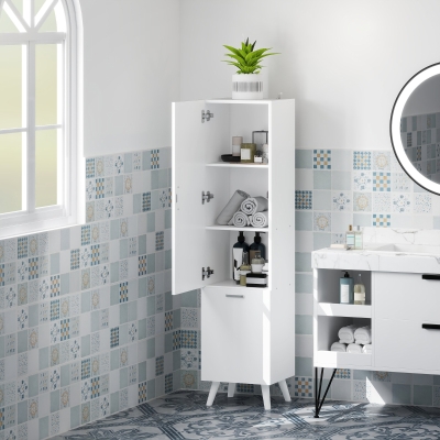 HOMCOM Colonne Salle de Bain Rangement 35x31,5x144cm Blanc