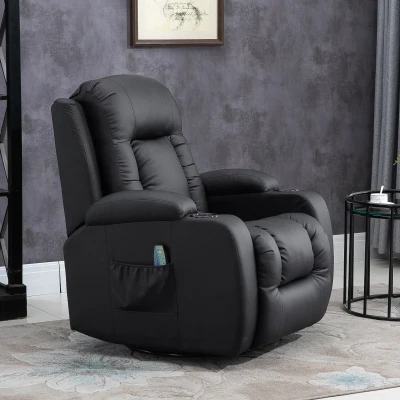 HOMCOM Fauteuil Massage Chauffant Pivotant Noir