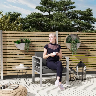 Outsunny Garden Sofa Set Metal Frame Charcoal Grey