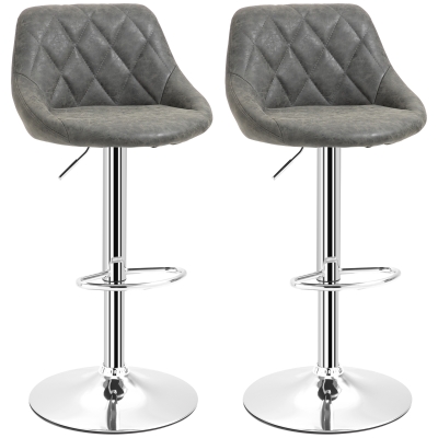 HOMCOM Set 2 sgabelli da bar 46cm x 48cm x 104cm Grigio Scuro
