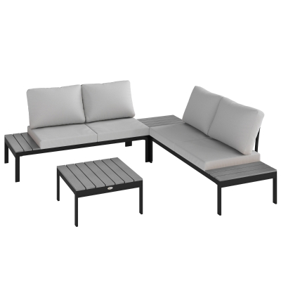 Outsunny 4-Piece Garden Sofa Set with Tables Grey