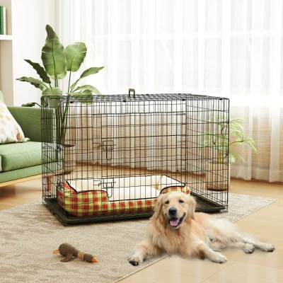 PawHut Gabbia per cani 121cm x 77cm x 82cm Nero
