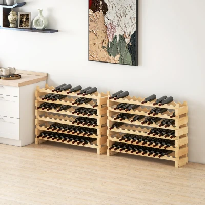 HOMCOM Wooden Wine Rack 72 Bottles Set of 2 Natural