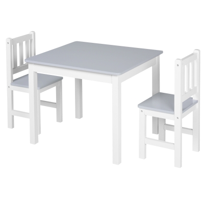 HOMCOM Kids Table & Chair Set 3 Pieces Grey