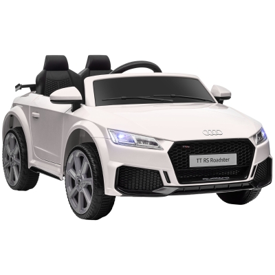 HOMCOM Coche Eléctrico para Niños de 3+ Años Audi TT Eléctrico 12V con Velocidad 3 km/h Mando a Distancia 102x60x44 cm Blanco