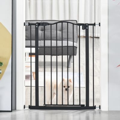 PawHut Barreira de Segurança para Cães Barreira com Largura Ajustável 74-80 cm Barreira para Cães para Escadas e Portas Preto