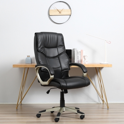 HOMCOM Chaise Bureau Luxe Pivotant Fauteuil Ordinateur Manager Noir