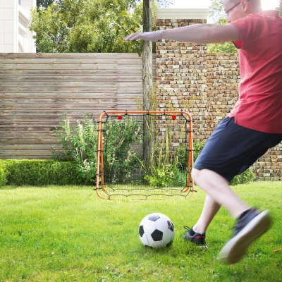 HOMCOM Football Rebounder Net Adjustable Angles Orange