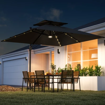 Outsunny Cantilever Parasol Aluminium UPF50+ Black 3.5x3m