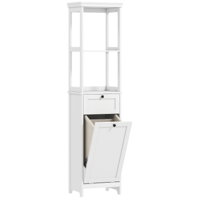 HOMCOM Bathroom Cabinet with Laundry Basket White