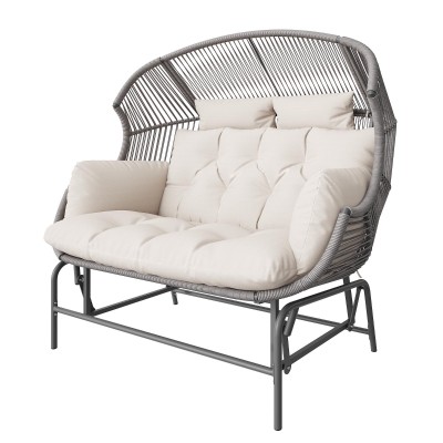 Fauteuil à bascule de jardin pour deux personnes, Gris